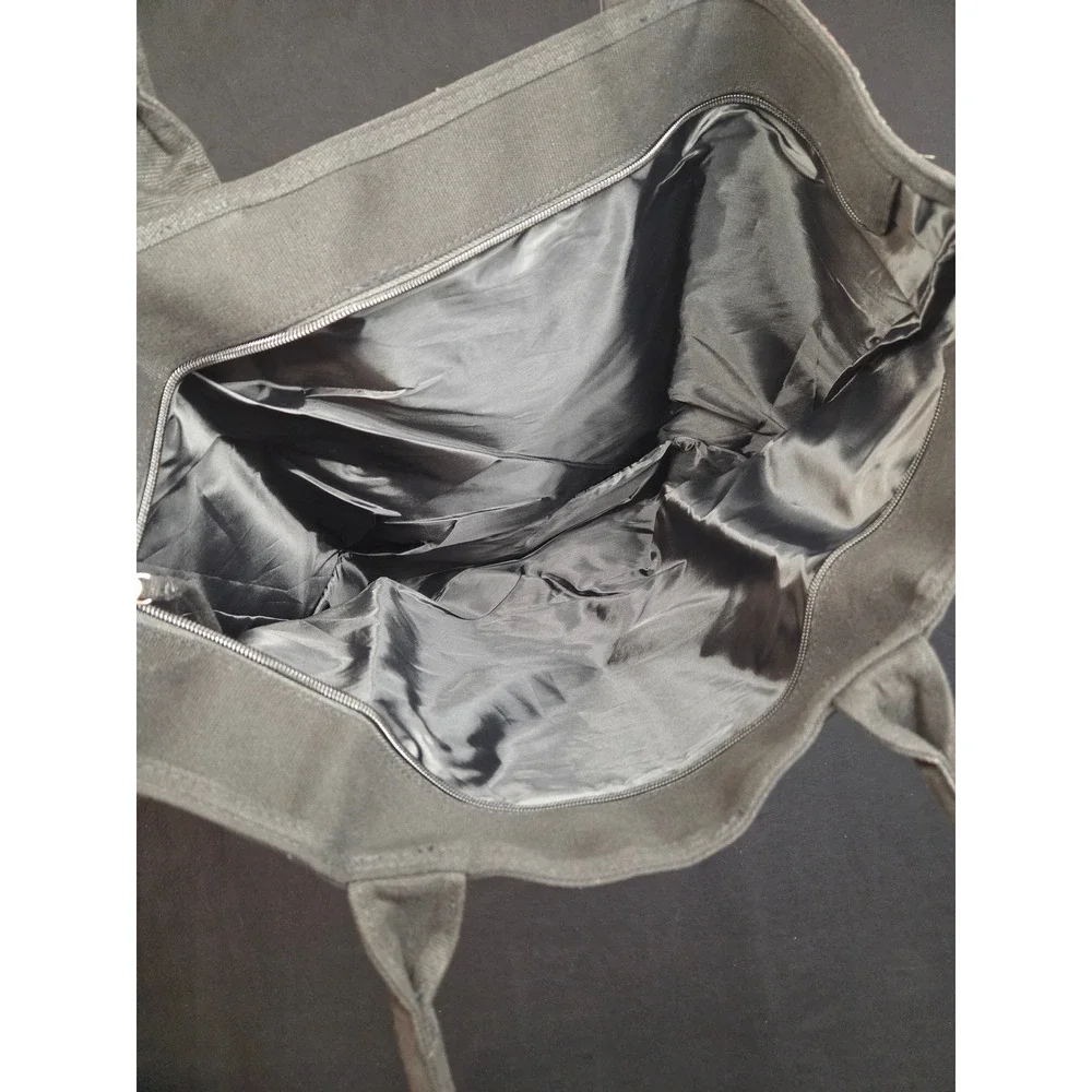 Victoria's Secret Pink Silver Sequin Stripe Tote Bag Canvas Zipper Beach shimmer